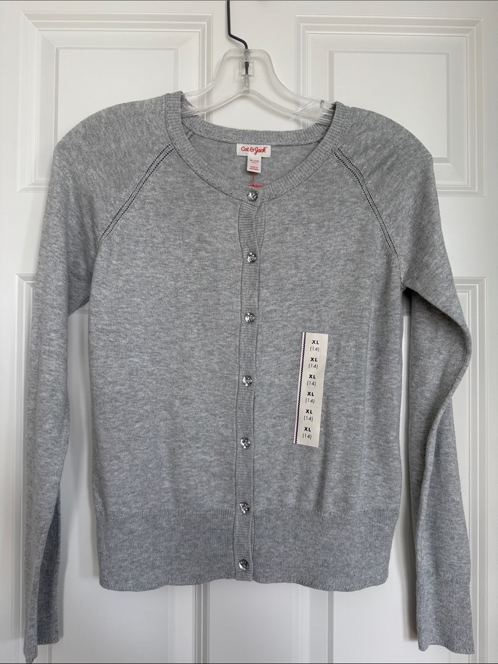 Cat & Jack Light Gray Button-Front Cardigan Sweater, NWT